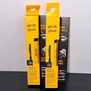 Got2b Glued 2-in-1 Brow and Edge Gel Strong Hold Vegan 0.54oz 2 Pack Clear